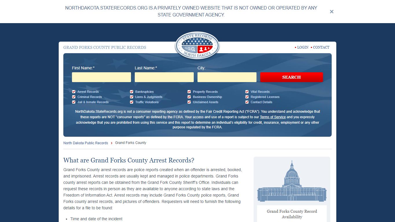 Grand Forks County Arrest, Court, and Public Records | StateRecords.org
